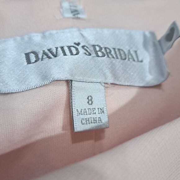 DAVID'S BRIDAL Pink Mesh Grecian Inspired Draped Formal Dress Gown SZ: 8 - Picture 12 of 16